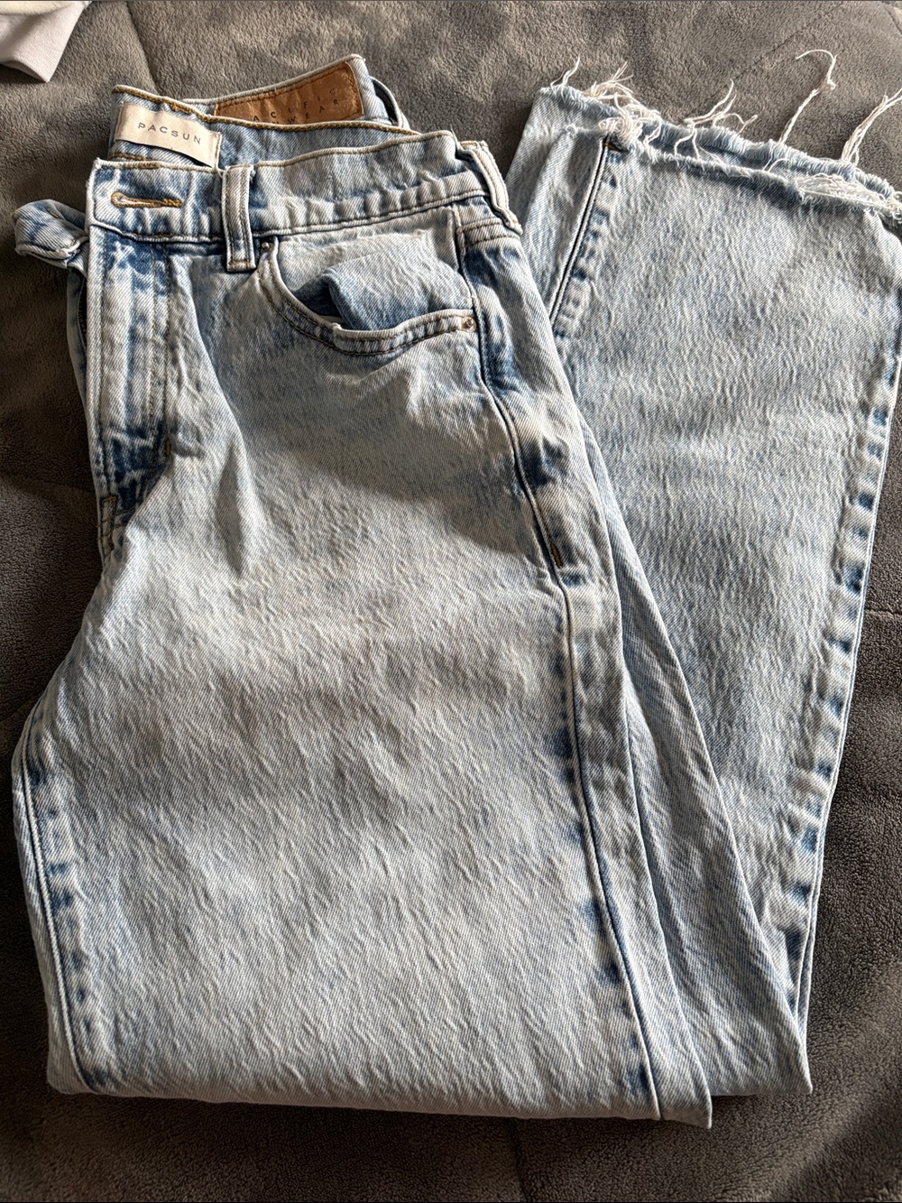 PacSun Light Blue Straight Leg Jeans with Raw Hem